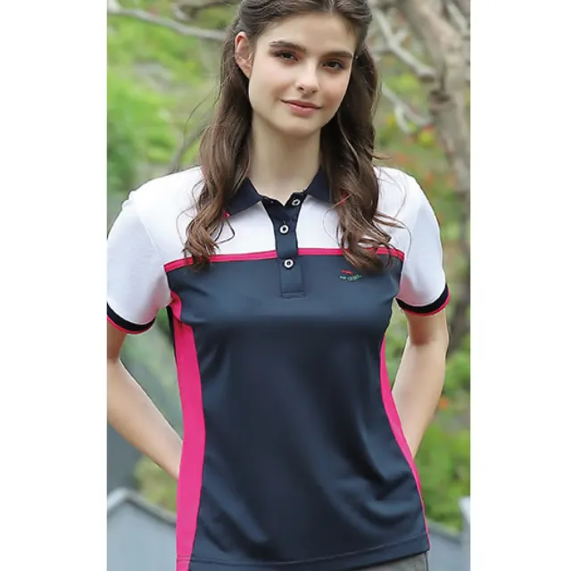 【Per GIBO】T網眼女版短POLO衫(PK252774丈青/桃紅)