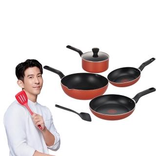 【Tefal 特福】波爾多系列不沾鍋4鍋6件組(26cm炒鍋、20cm/24cm平底鍋、18cm湯鍋含蓋+鍋鏟)