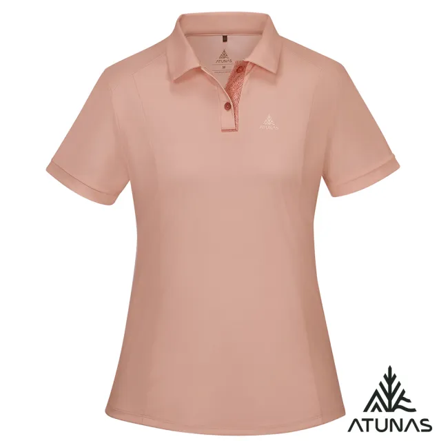 【ATUNAS 歐都納】女/再生循環回收/酷涼節能抑菌短袖POLO衫(A1PS2508WC蜜桃粉/抗臭/吸濕排汗/環保衣)