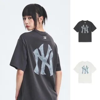 【MLB】仿丹寧短袖T恤 Monogram系列 紐約洋基隊(3ATSM0953-兩色任選)