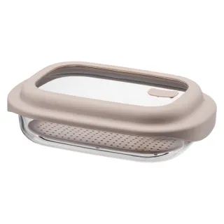 【LocknLock 樂扣樂扣】官方直營 好煮藝矽膠耐熱玻璃保鮮盒/調理盒 1.6L(奶茶色)