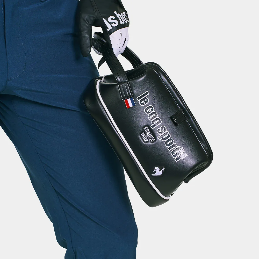 【LE COQ SPORTIF 公雞】高爾夫系列 男女款黑色磁吸式大容量收納包 QGV0J542