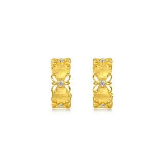 【點睛品】復古鏤空 黃金鑽石耳環(一對)