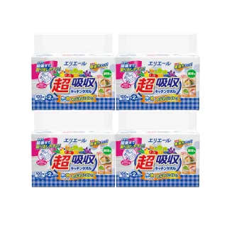 【日本大王】elleair 超吸收廚房紙巾_抽取式(100抽X2入/包_4包組)