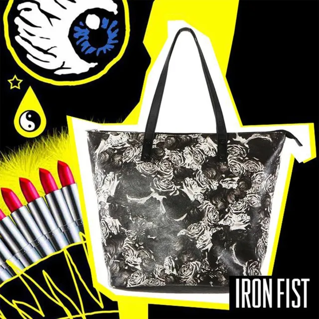 【摩達客】美國Iron Fist鐵拳搖滾秘密花園托特包肩背包(斜背包單肩包側背包)