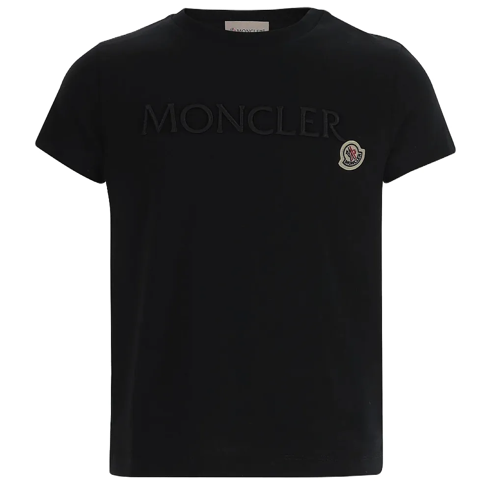 【MONCLER】春夏新款 童裝 胸前刺繡英文名&左臂品牌LOGO 短袖T恤-黑色(14A)