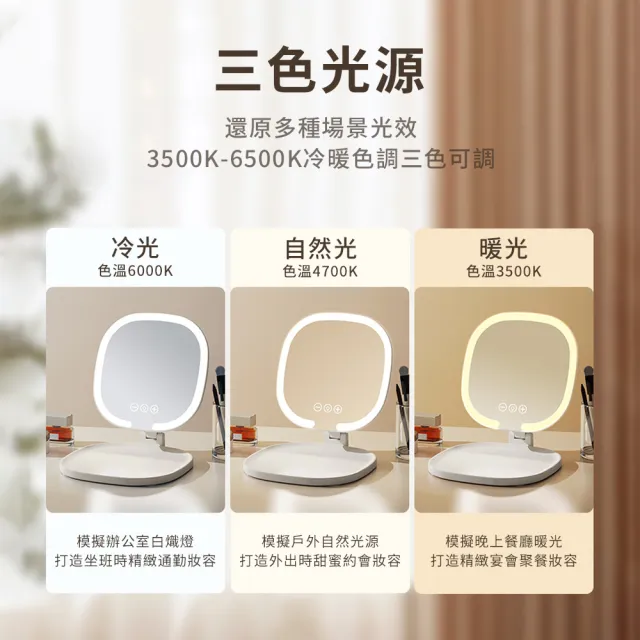 【MAANGE 瑪安格】智能觸控LED隨身折疊化妝鏡 高清補光燈鏡 旅行美妝鏡 高清日光包包鏡子