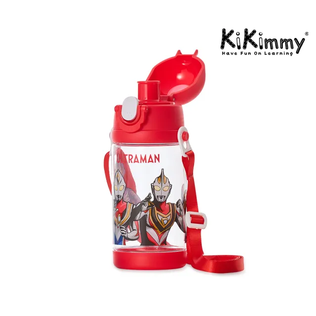 kikimmy】超人力霸王TRITAN透明兒童水壺(420ML/直飲口/含可調節背繩