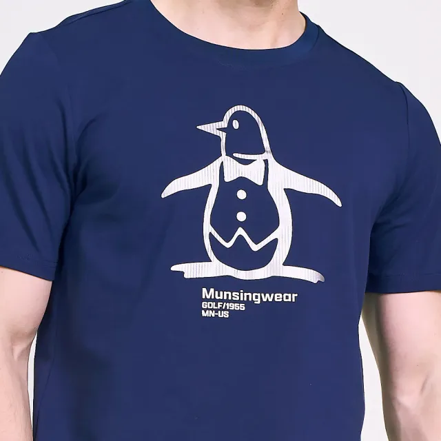 【Munsingwear】企鵝牌 男款藏青色企鵝印花棉彈性舒適百搭基本款短袖T SHIRT MGVL2504