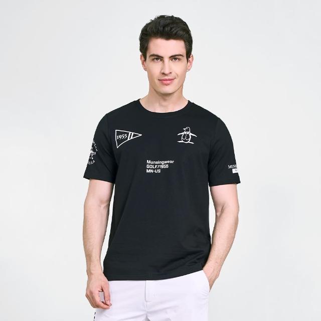 【Munsingwear】企鵝牌 男款黑色企鵝高爾夫圖案復刻純棉舒適經典百搭短袖T SHIRT MGVL2507