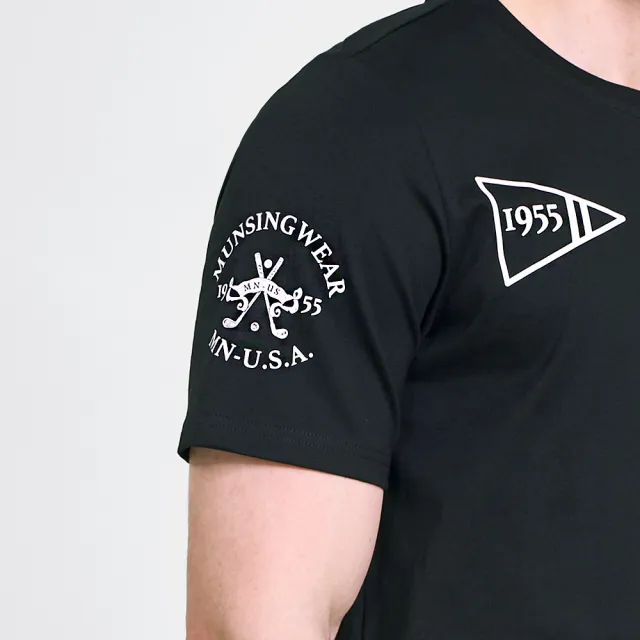 【Munsingwear】企鵝牌 男款黑色企鵝高爾夫圖案復刻純棉舒適經典百搭短袖T SHIRT MGVL2507