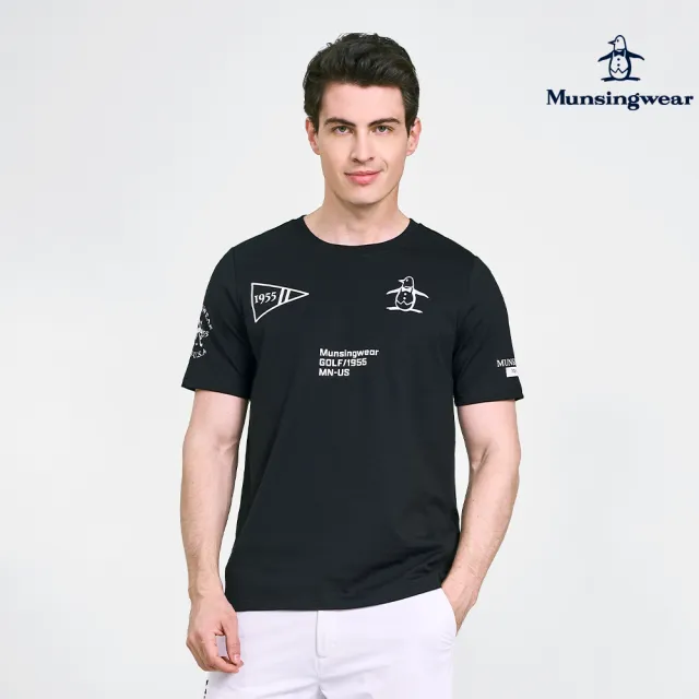 【Munsingwear】企鵝牌 男款黑色企鵝高爾夫圖案復刻純棉舒適經典百搭短袖T SHIRT MGVL2507