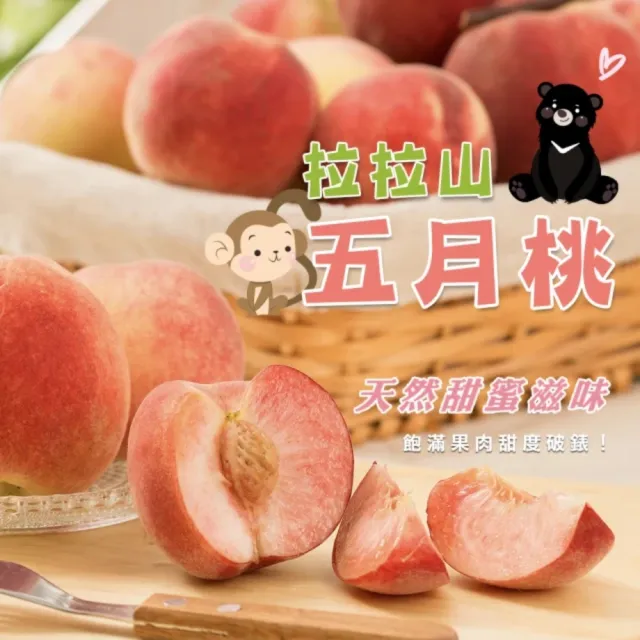 【黑貓嚴選】拉拉山水蜜桃8入禮盒(1087.5g/盒 五月桃 周家農場 產地直送)