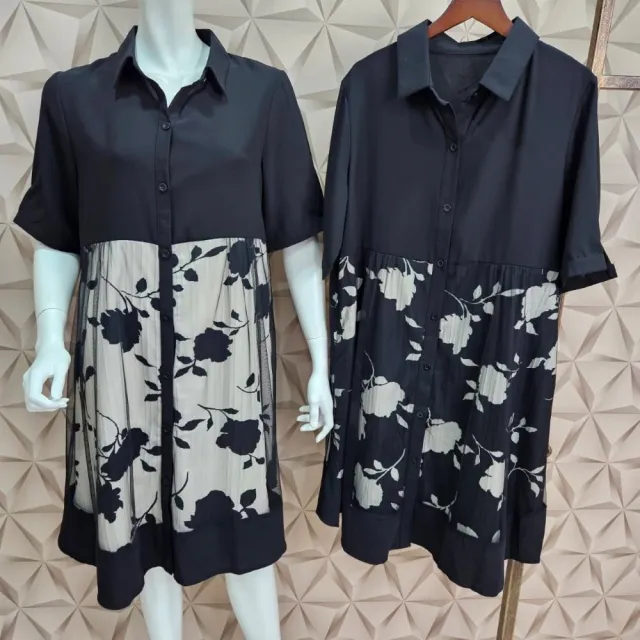 【SuperWands】領繡花網紗洋裝