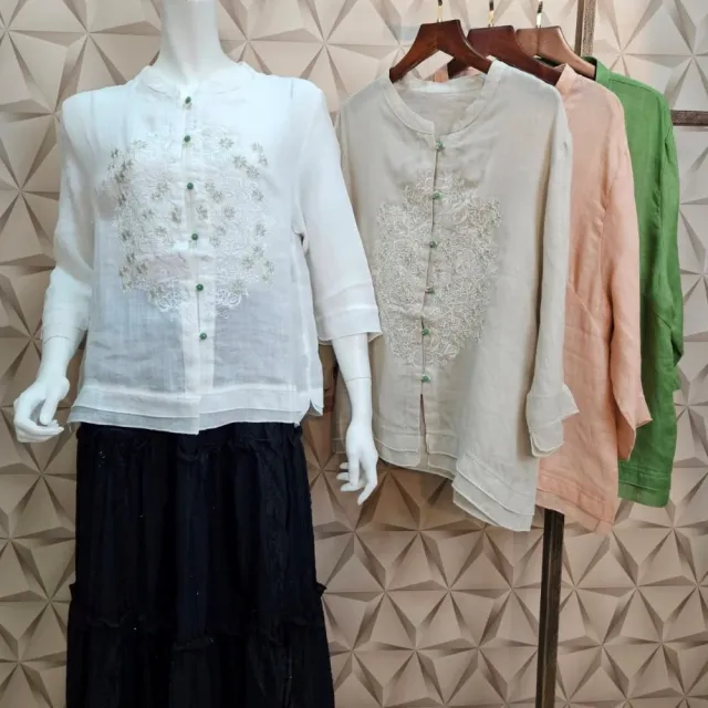 【SuperWands】歐式復古刺繡上衣