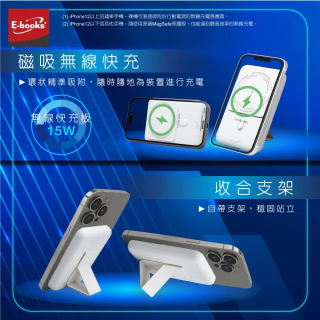 【E-books】B84 磁吸無線快充+雙輸出行動電源(台灣製造/38Wh)