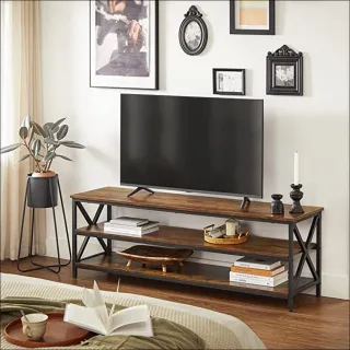 【hoi! 好好生活】VASAGLE 工業風三層電視櫃1.4M-鐵鏽棕 LTV100B01(租屋族/DIY家具)