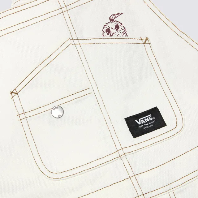 【VANS】官方旗艦 Contrast Stitch 女款米白色吊帶短褲