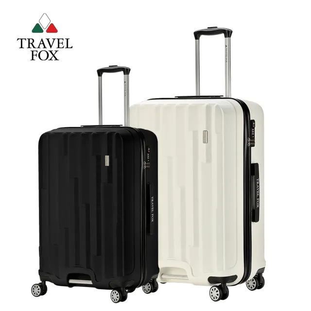 【TRAVEL FOX 旅狐】25+29吋尊爵經典拉鍊箱 TSA海關鎖 輔助把手 旅行箱 行李箱 兩件組-25黑+29白