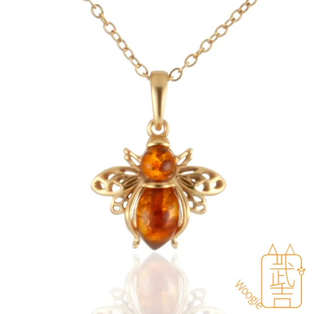 【Woogie武吉珠寶】琥珀蜜蠟設計師創作花珀項鍊(蜜蜂瓢蟲可選)