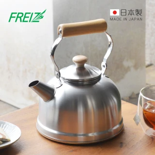 【FREIZ】千歲 日製復古風木柄不鏽鋼茶壺-IH對應-2.5L(不鏽鋼壺/水壺/煮水壺/不銹鋼泡茶壺/木質握柄壺)