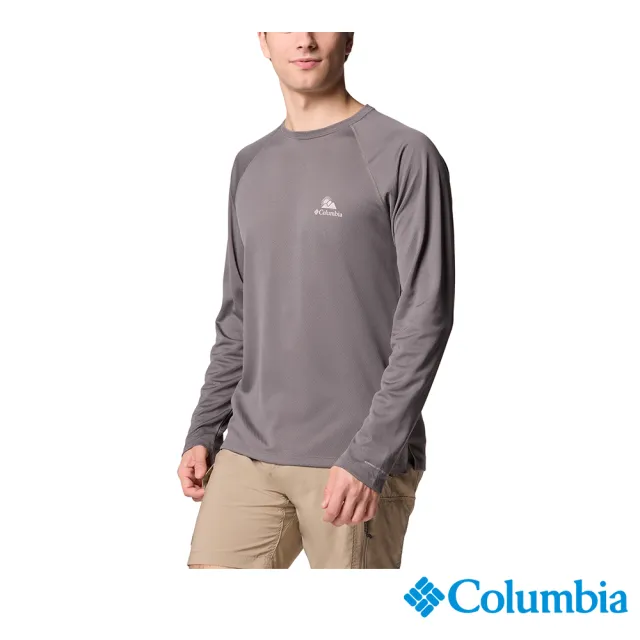 【Columbia 哥倫比亞】男款-防曬UPF50涼感快排長袖上衣-灰色(UAE96530GY/JS)