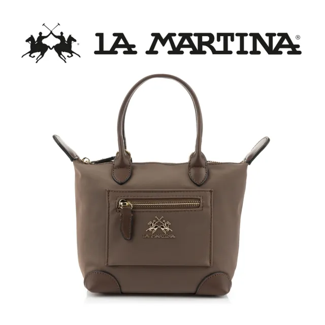 【LA MARTINA】雙11 義大利原裝進口 頂級尼龍托特包肩背包 1316T(咖啡色)