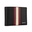 【BALLY】Mythos 紅白條紋再生牛皮對開6卡短夾(黑色)