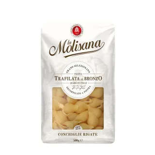 【Molisana 義大利茉莉】石臼碾磨-義大利貝殼麵n25-500gx6包(高山冷泉揉製麵糰)