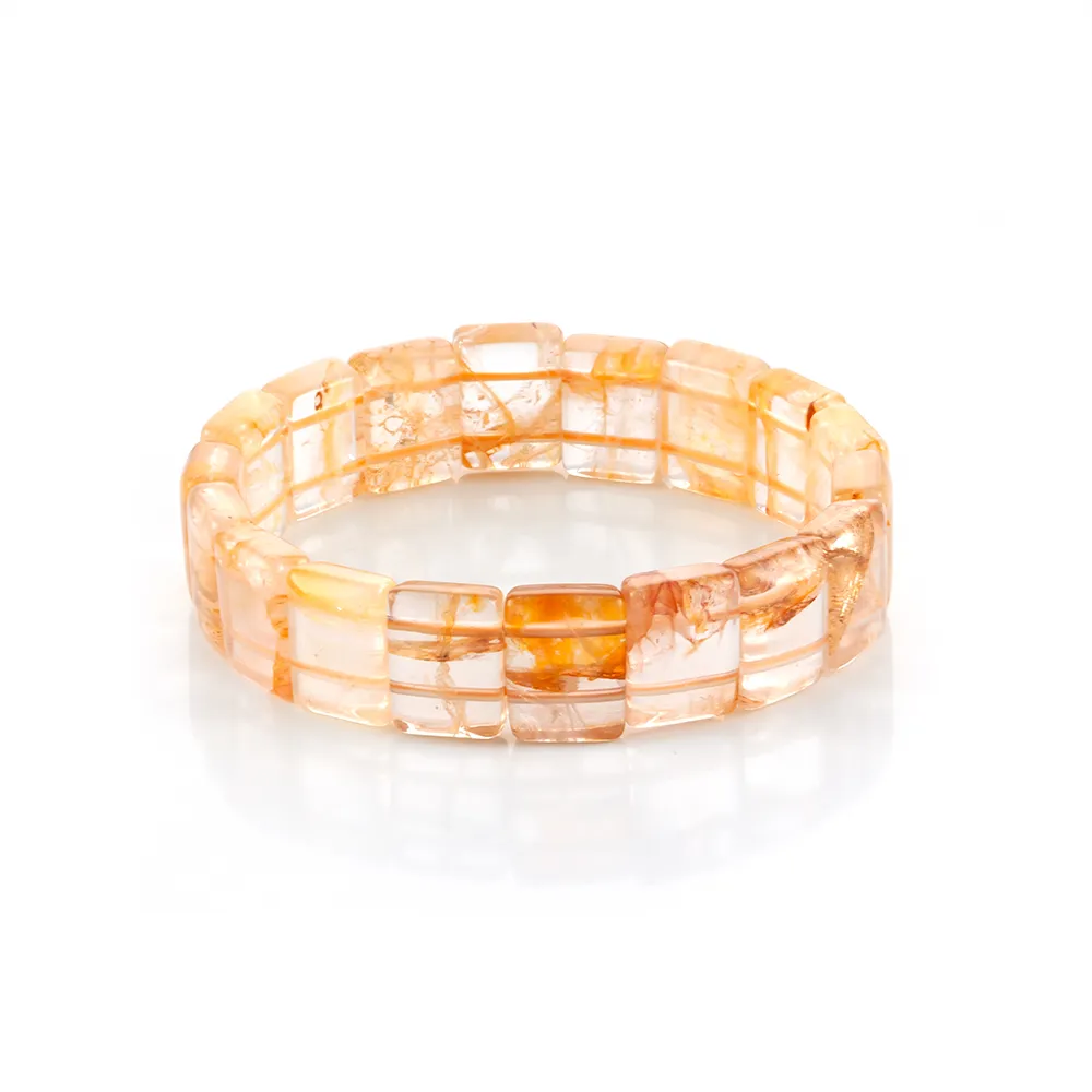 【Woogie武吉珠寶】黃膠花水晶手排(14-15mm)