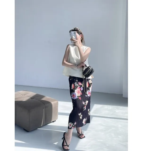 【巴黎精品】現貨+預購 三宅風皺褶衣服百褶裙褶皺半身裙高級摺衣彈力長裙顯瘦折衣大碼(高腰復古印花a1jb46)