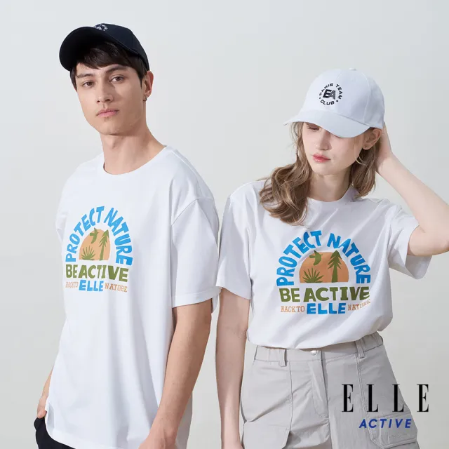 【ELLE ACTIVE】女款 寬鬆版印花圓領短袖T恤-白色(EA25S2F1601-90)