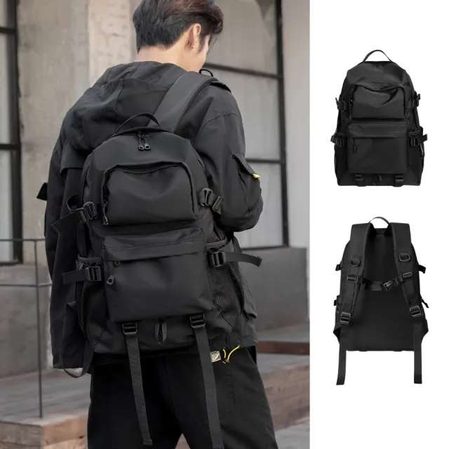 【MoodRiver】雙肩背包 後背包 筆電後背包 旅行背包 男生背包(防潑水 寬肩帶 胸前扣 多隔層 大 