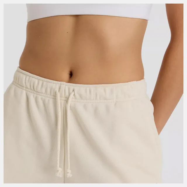 【NEW BALANCE】NB 棉質短褲 刷毛短褲 運動 休閒 女 杏色(WS51503LIN-F)