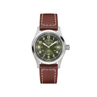 【HAMILTON 漢米爾頓】卡其陸戰自動腕錶 38mm(自動上鍊 中性 皮帶 H70455560)
