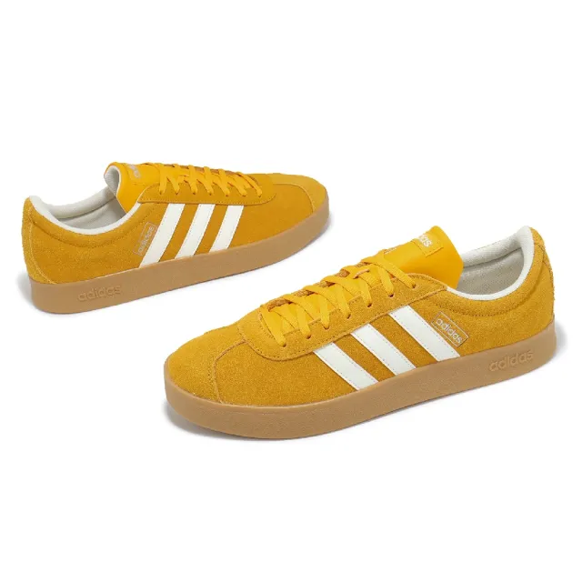 【adidas 愛迪達】休閒鞋 VL Court Classic 男鞋 女鞋 黃 白 麂皮 復古 愛迪達(JS4593)