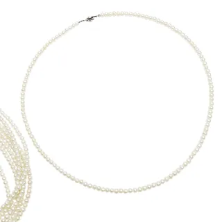 【大東山樑御珊瑚】天然珍珠高品質正圓項鍊3.5-4mm(送珍珠耳針)