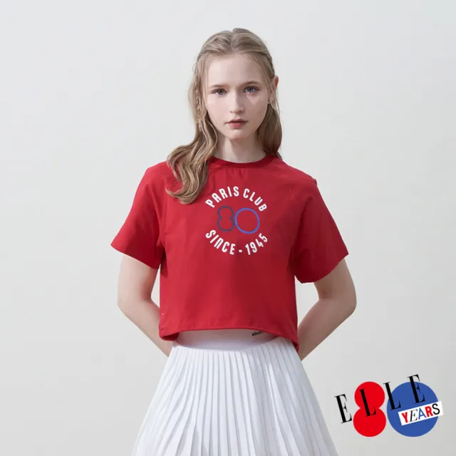 【ELLE ACTIVE】女款 印花短版圓領短袖T恤-紅色(EA25S2W1607-75)