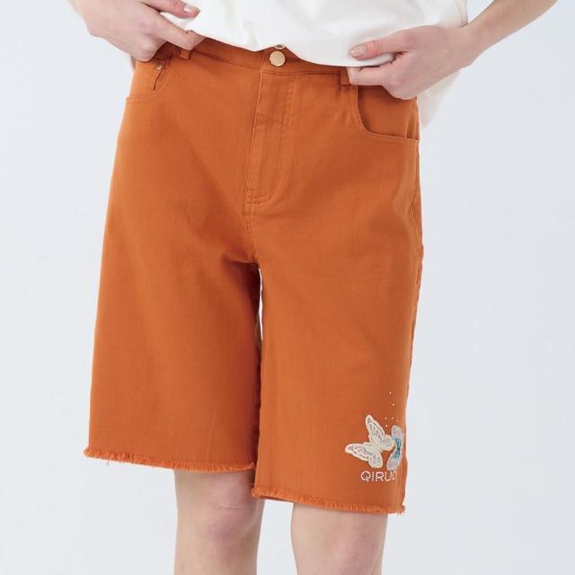 【Qiruo 奇若名品】春夏專櫃橘色短褲 7044C休閒褲 旅遊款