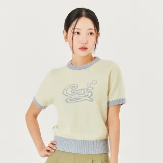 【Mark Gonzales官方旗艦】女裝 GONZ 短版短袖針織上衣-米白色