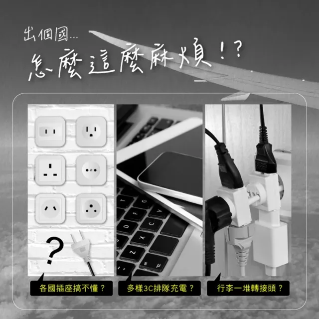 【KINYO】多合一萬國轉接頭/萬國通用快充頭/MPP-3456-1(USB/Type-C雙認證)