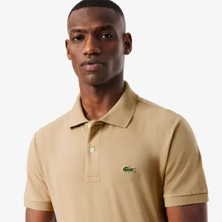 【LACOSTE】男裝-經典版型 L.12.12輕質網眼布短袖Polo衫(卡其色)