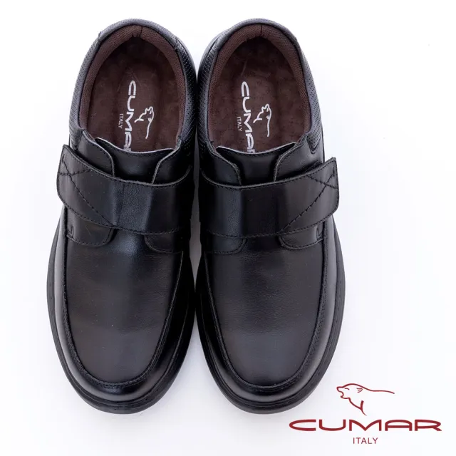 【CUMAR】頂級柔軟皮革魔術氈氣墊鞋(黑色)
