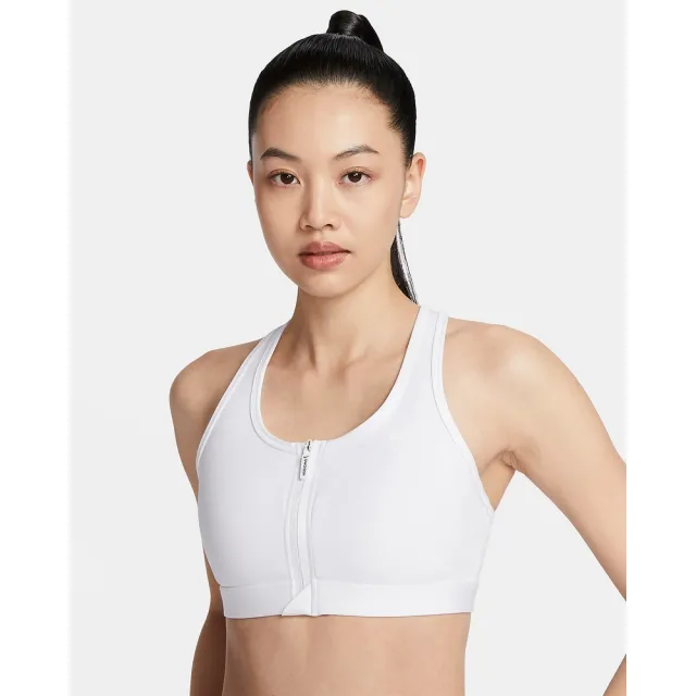 【NIKE 耐吉】Swoosh 中度支撐 運動內衣 Dri-FIT 女款 AS W NK DF SWOOSH PDED FZ BRA 白色(FN2732100)