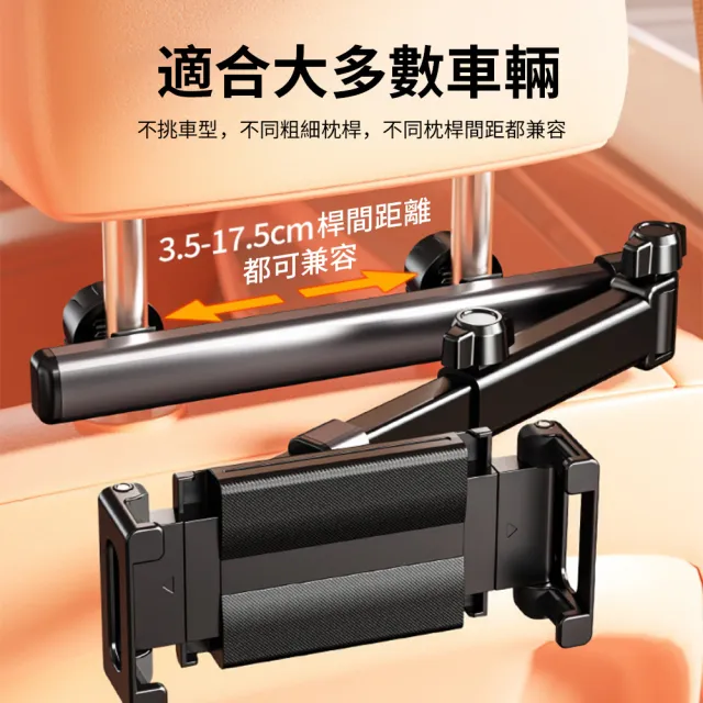 【YOLU】360度旋轉汽車後座平板支架 車用伸縮折疊手機支架 後排頭枕座椅背車載支架 ipad平板手機架