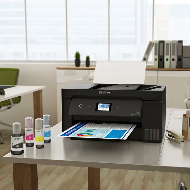 【EPSON】官方直營 搭2組T03Y原廠1黑3彩墨水★L14150 A3+高速雙網WiFi智慧遙控連供複合機(3年保固組)