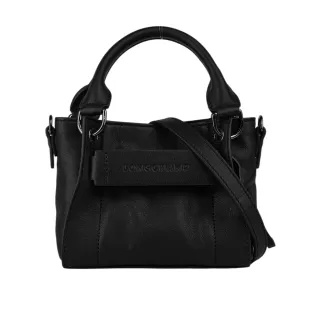 【LONGCHAMP】3D XS Logo 壓印小牛皮迷你二用包(黑色)