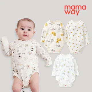 【mamaway 媽媽餵】新生兒Q彈棉質長袖包屁衣 1入(多款任選)