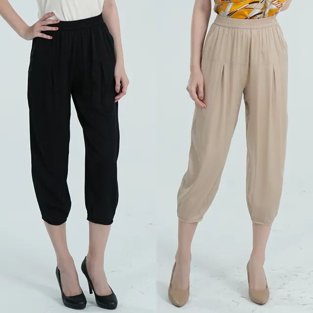 【御絹坊】透氣舒適鬆緊蠶絲長褲