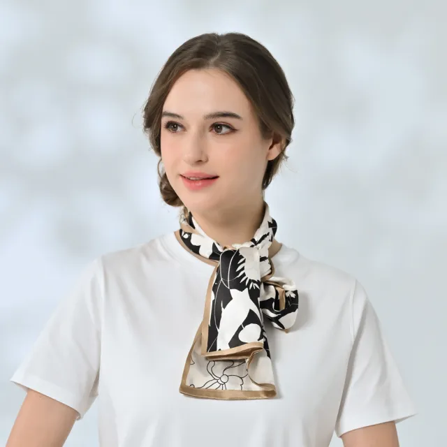 【Royal Silk】多款印花100%蠶絲緞面長條絲巾